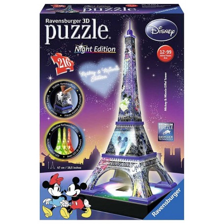 Puzzle 3D Ravensburger Tour Eiffel Disney Night Edition de 216 pièces - Ravensburger