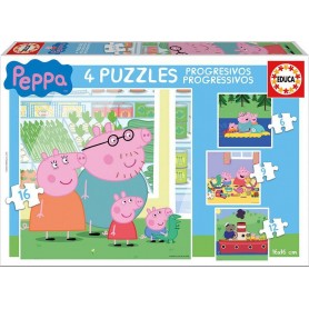 Puzzle Educa Peppa Pig Progressif 6 + 9 + 12 + 16 Pièces Puzzles Educa - 1