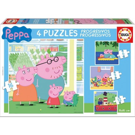 Puzzle Educa Peppa Pig Progressif 6 + 9 + 12 + 16 Pièces - Puzzles Educa