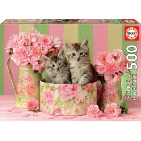 Puzzle Educa Chatons avec des roses de 500 pièces Puzzles Educa - 1