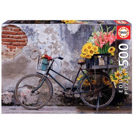 Puzzle Educa Vélo avec des fleurs de 500 pièces - Puzzles Educa