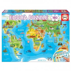 Puzzle Educa Carte du monde des monuments de 150 pièces Puzzles Educa - 1
