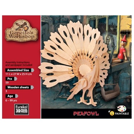 Gepetto's Peacock Maquette 59 pièces - Eureka! 3D Puzzle