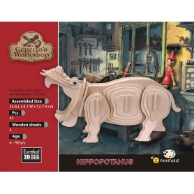 Gepetto's Maquette en bois Hippopotame 45 pièces - Eureka! 3D Puzzle