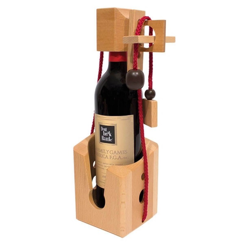 Casa Vivente Puzzle Casse-tête pour Bouteille à vin en Bois foncé,  Emballage Original et Humoristique, Paquet Cadeau