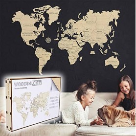 Carte du Monde Bois XL - Wooden City Wooden City - 1