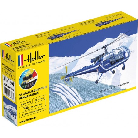 SA 316 Alouette III Gendarmerie - Starter Kit - Modèle d'hélicoptère - Heller Heller - 1