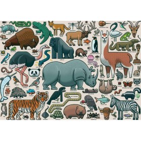 Bino Puzzle animaux sauvages, 12 pièces