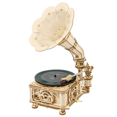 Mini phonographe vintage en bois, accessoires miniatures de maison