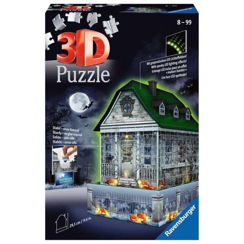 216 Pièces 3D Puzzle Ravensburger Night Edition Maison hantée