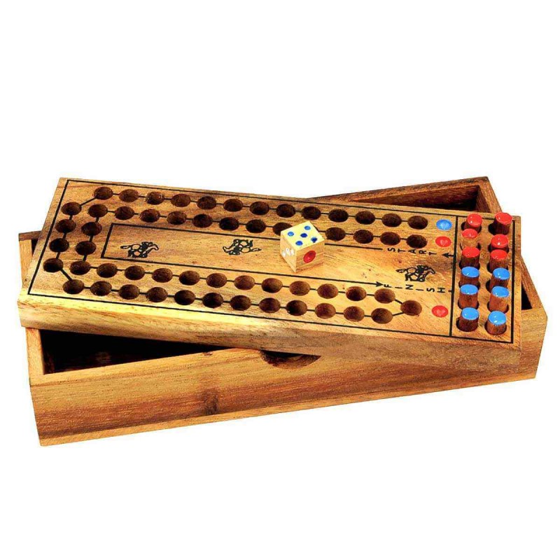 Jeu De Société Course De Chevaux En Bois - Avec 11 Chevaux En Métal Luxe - Dimensions 45x31x6 Cm - Neuf