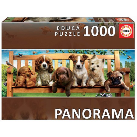 Puzzle Educa Chiots sur le banc panoramique 1000 pièces Puzzles Educa - 1
