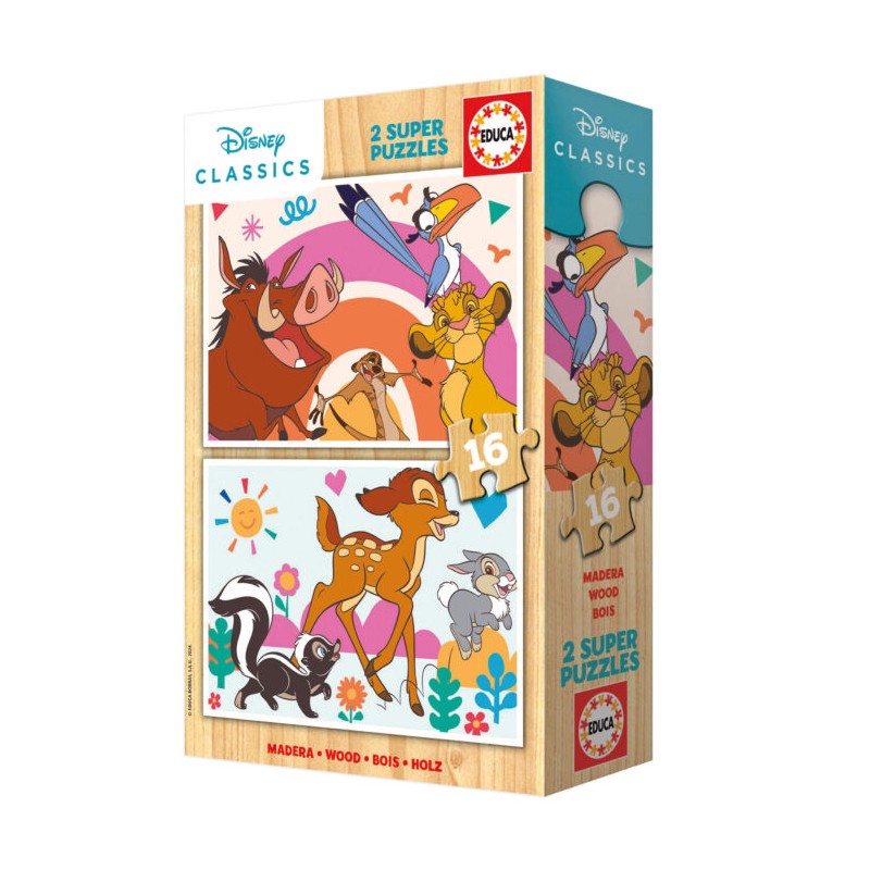 Educa Disney Animals Puzzle 2x16 pièces - Amusant pour les enfants