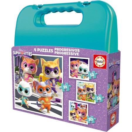 Puzzle Educa Valisette Progressive SuperKittie 12+16+20+25 pièces Puzzles Educa - 1