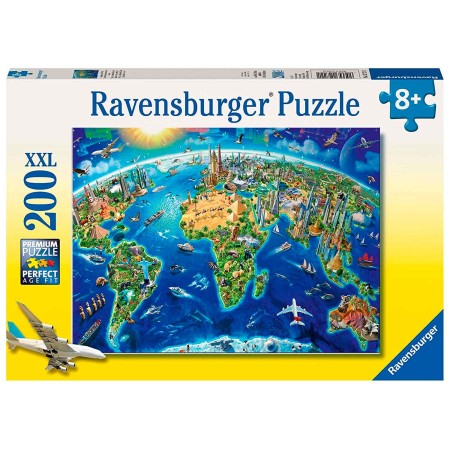 Puzzle Ravensburger Symboles du Monde XXL 200 Pièces – Planisphère Éducatif