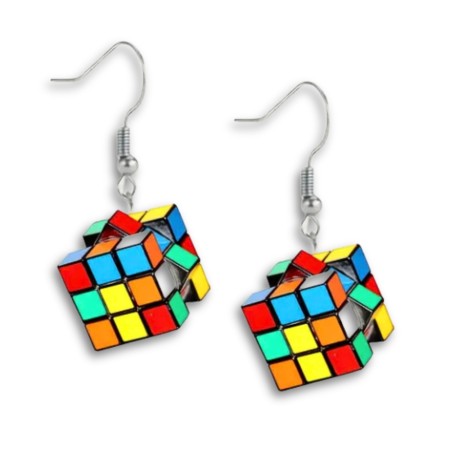Boucles d'oreilles Cube de Rubik 3x3 - 1