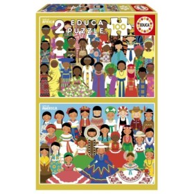 Puzzle Educa Filles d'Amérique et d'Afrique de 2 x 100 Pièces Puzzles Educa - 1