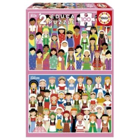 Puzzle Educa Filles d'Europe et d'Asie de 2 x 100 Pièces Puzzles Educa - 1