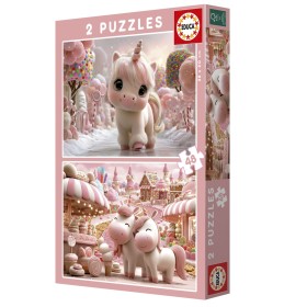 Puzzle Educa Licornes Sucrées de 2 x 48 Pièces Puzzles Educa - 1