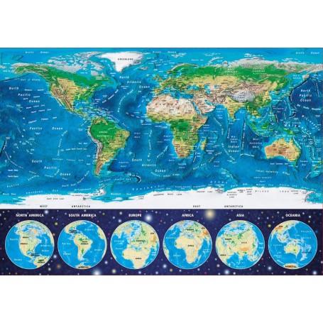 carte du monde physique Puzzles Educa Neon 1000 pièces - Puzzles Educa