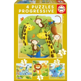 Puzzle Educa Animales Salvajes Progresivo 12-16-20-25 Piezas Puzzles Educa - 1