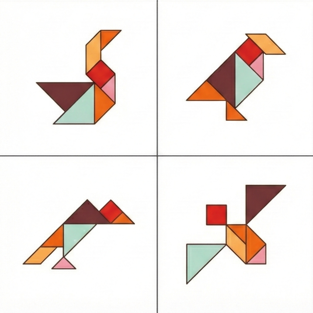 Tangram figures d'oiseaux en vol